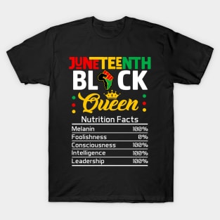 Juneteenth Black Queen Nutrition African American Women Girl T-Shirt